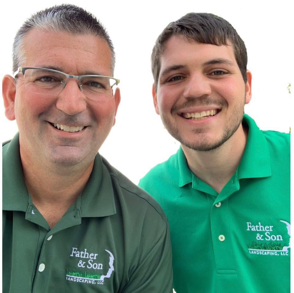 The father and son landscaping team in their studio yard